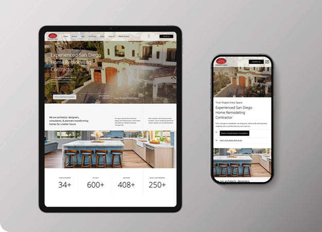 Lars Remodeling website mockup shown on tablet and phone screens