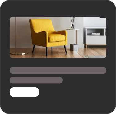 Social ad mockup for a furniture brand featuring a yellow armchair