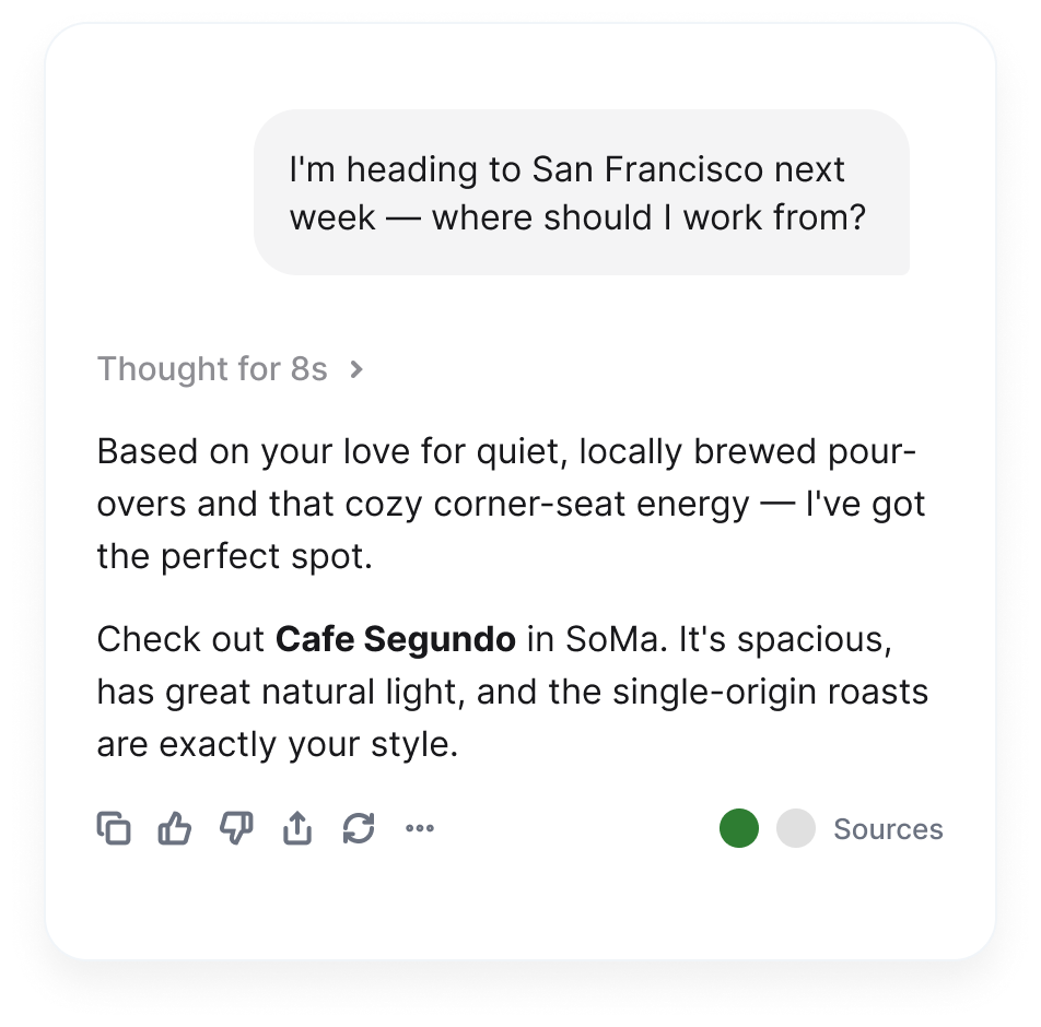 ChatGPT conversation recommending a sponsored local business