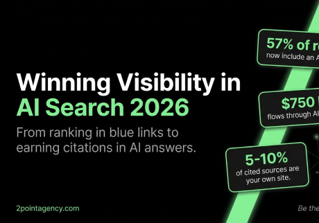Cover graphic for a guide titled Winning Visibility in AI Search 2026
