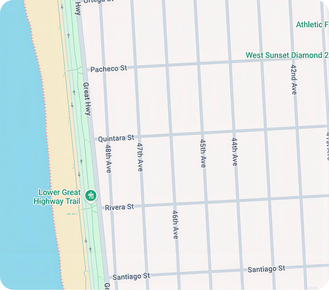 Map view showing local streets and points of interest