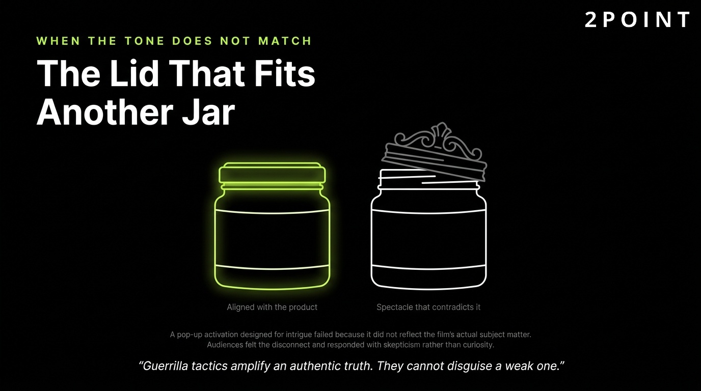 When campaign tone does not match the moment: the lid that fits another jar entirely.